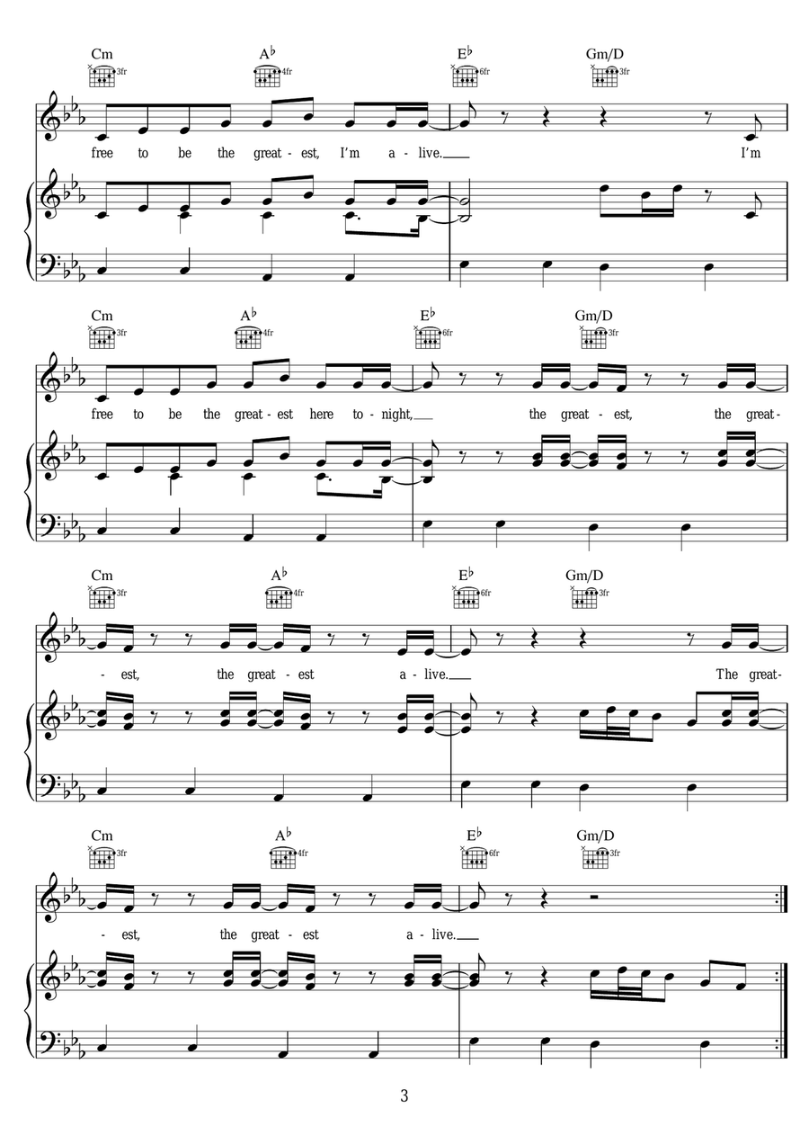 The Greatest (featuring Kendrick Lamar) Piano, Vocal scores gallery preview page 3