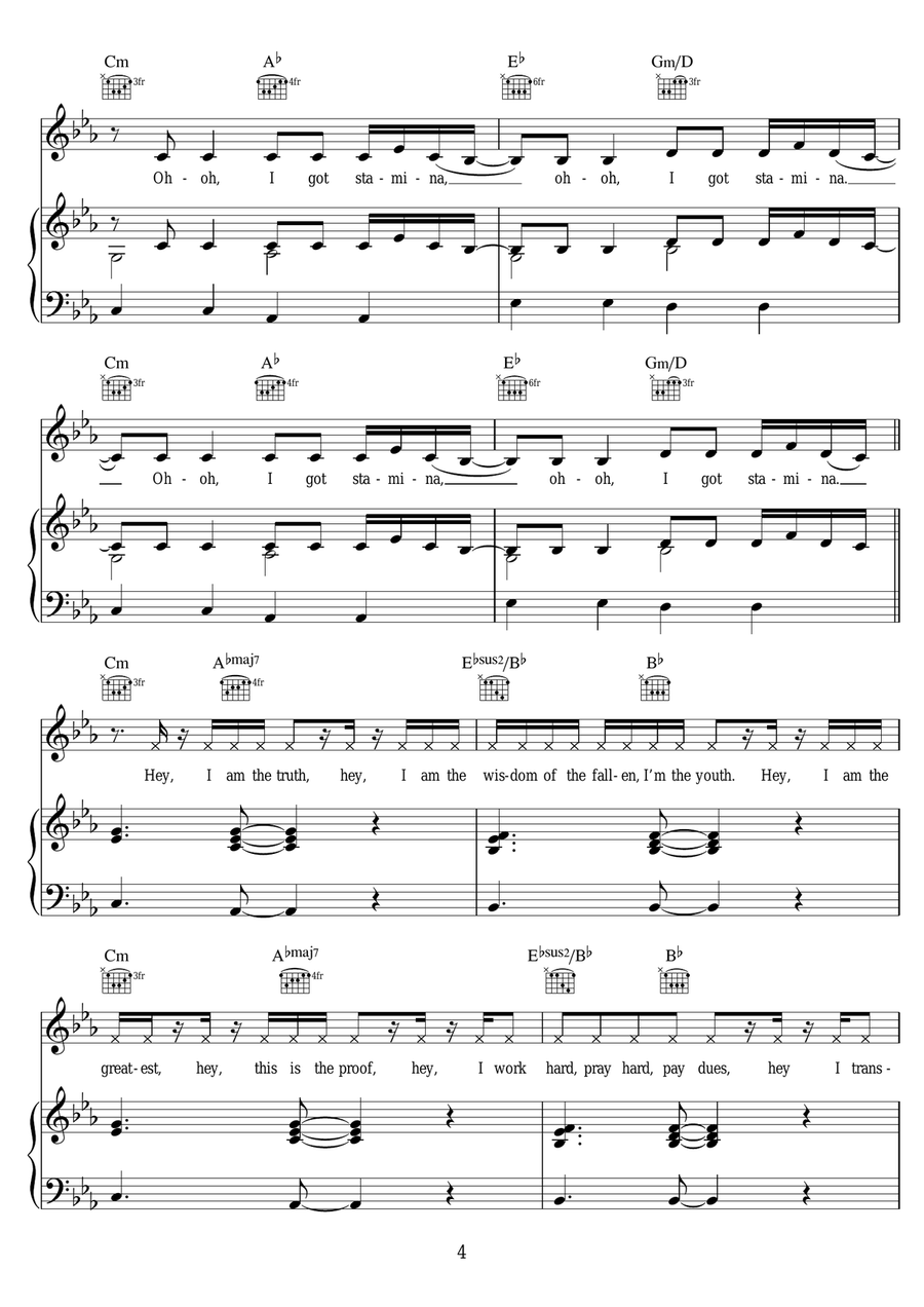 The Greatest (featuring Kendrick Lamar) Piano, Vocal scores gallery preview page 4