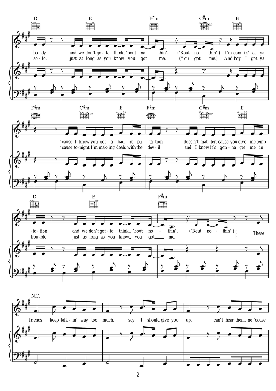 Side To Side (featuring Nicki Minaj) Piano, Vocal scores gallery preview page 2