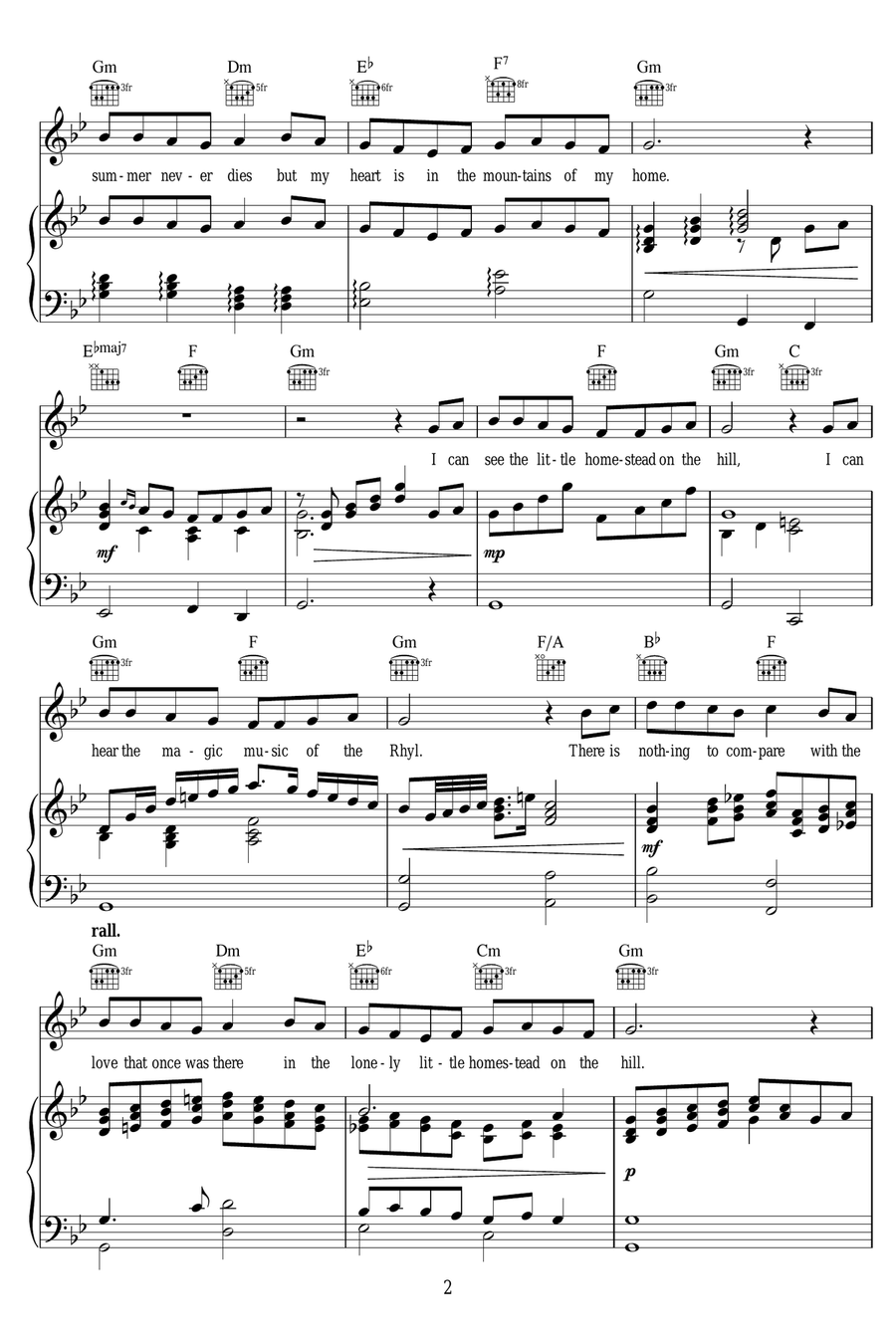 My Little Welsh Home My Little Welsh Home Piano, Vocal scores gallery preview page 2