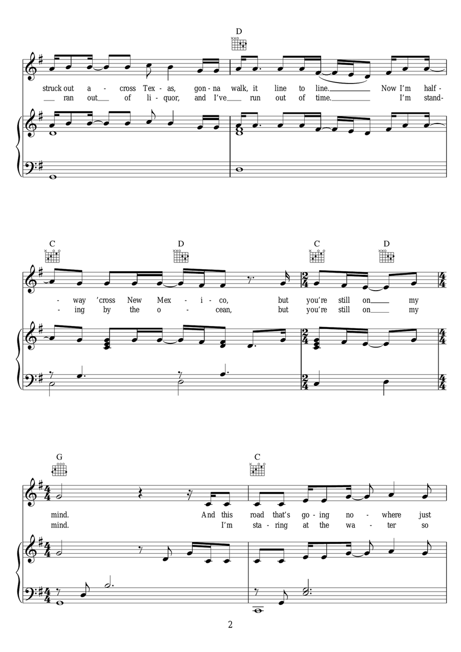 I Wonder How Far It Is Over You Piano, Vocal scores gallery preview page 2