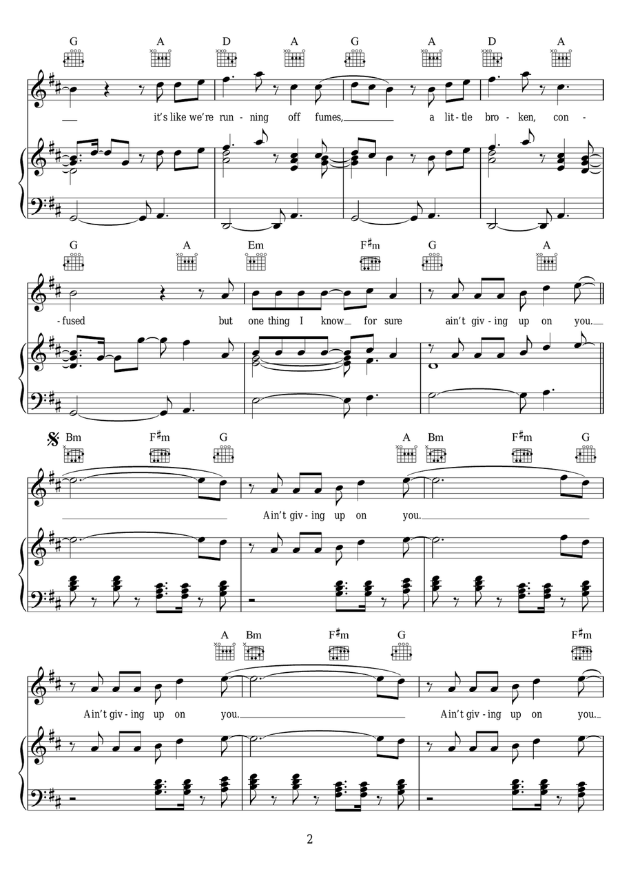 Ain't Giving Up (featuring Sigala) Piano, Vocal scores gallery preview page 2