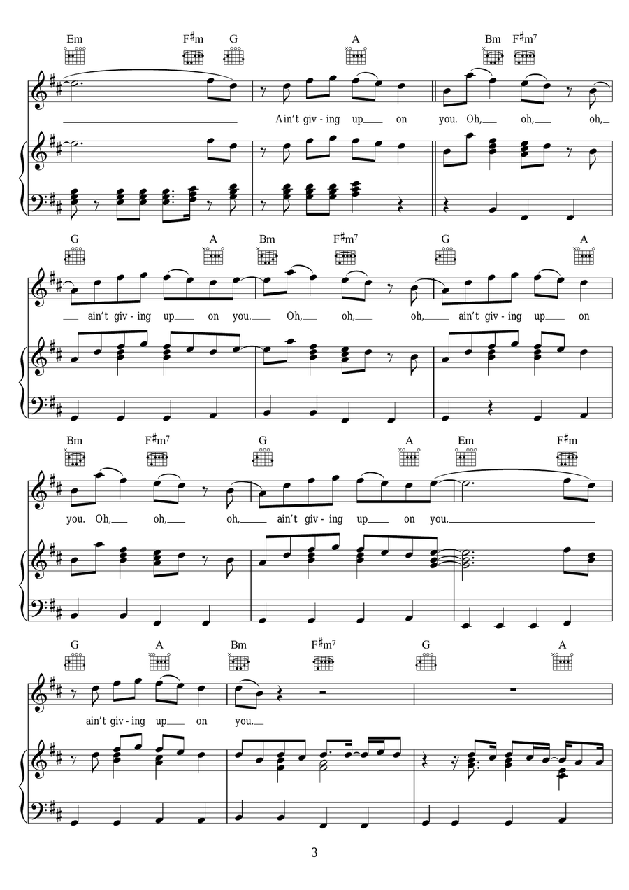 Ain't Giving Up (featuring Sigala) Piano, Vocal scores gallery preview page 3