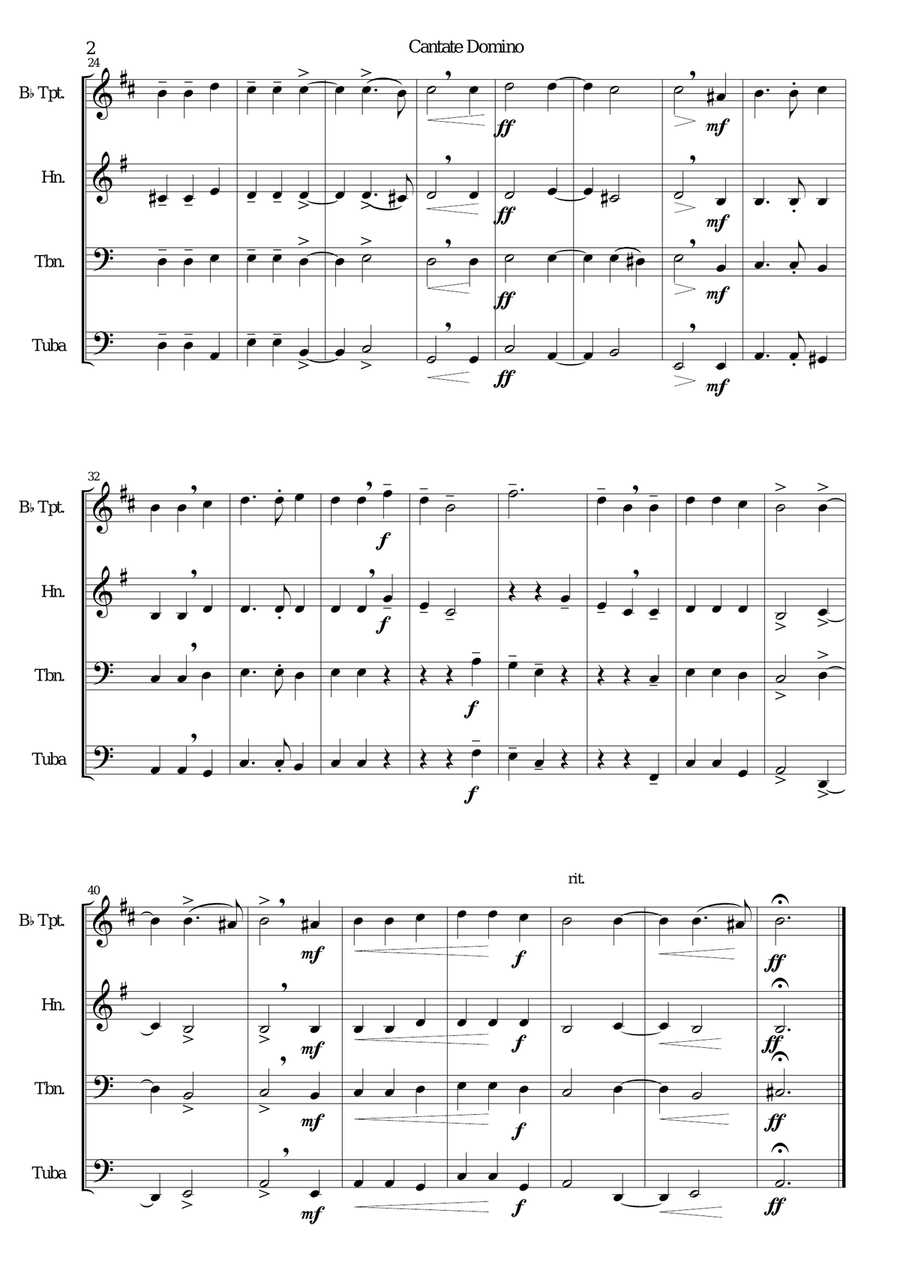 Cantate Domino by Pitoni for brass quartet Brass Quartet scores gallery preview page 2