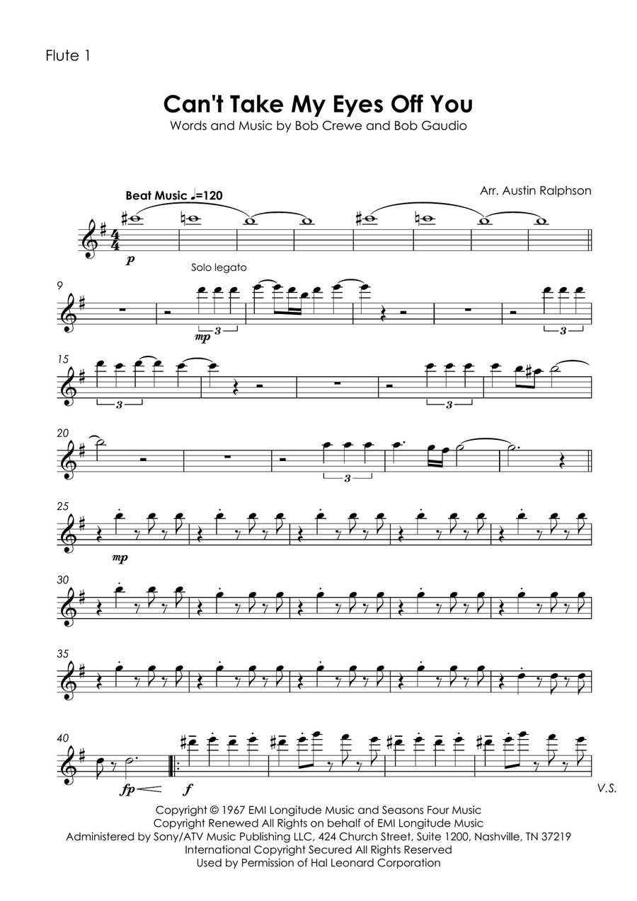 Can't Take My Eyes Off Of You Flute Quartet scores gallery preview page 3