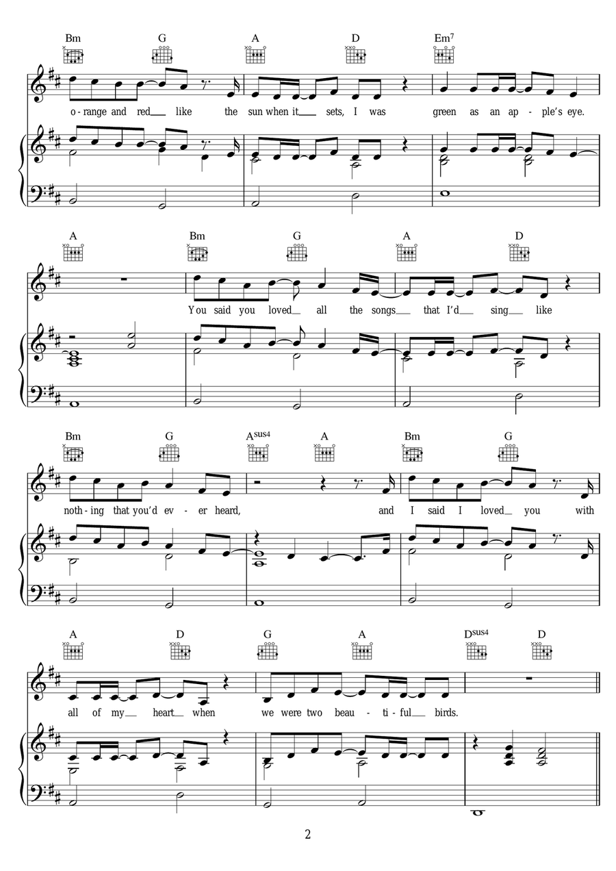 Beautiful Birds Beautiful Birds Piano, Vocal scores gallery preview page 2