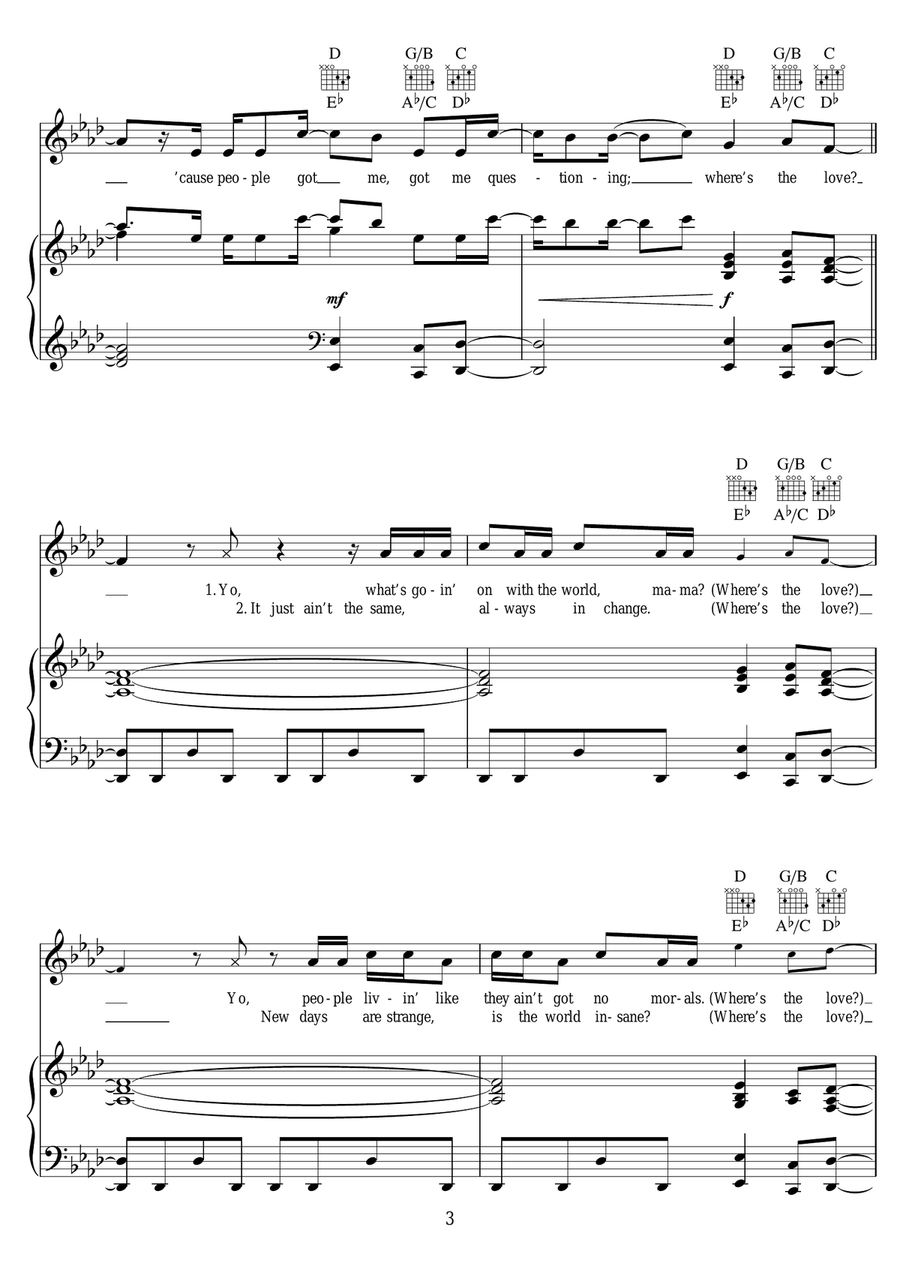 #WHERESTHELOVE (featuring The World) Piano, Vocal scores gallery preview page 3