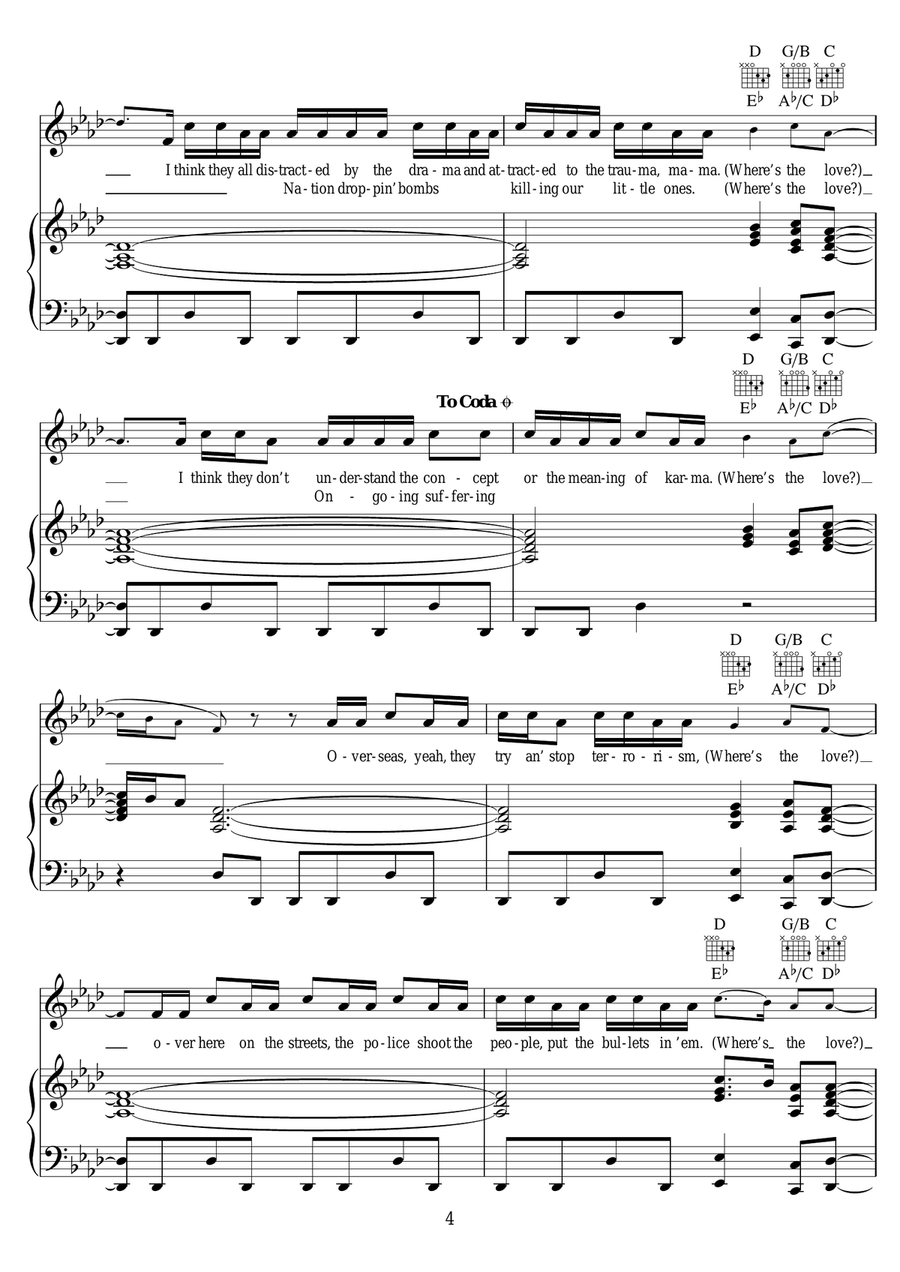 #WHERESTHELOVE (featuring The World) Piano, Vocal scores gallery preview page 4