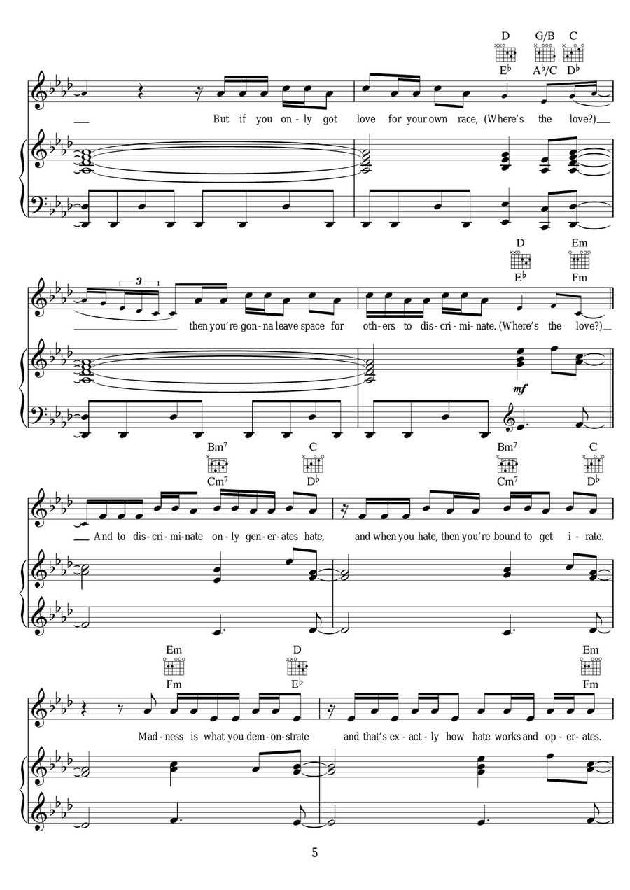 #WHERESTHELOVE (featuring The World) Piano, Vocal scores gallery preview page 5