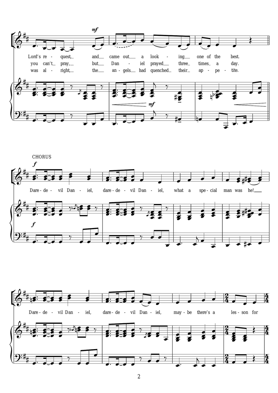 Dare Devil Daniel! Piano, Vocal scores gallery preview page 2