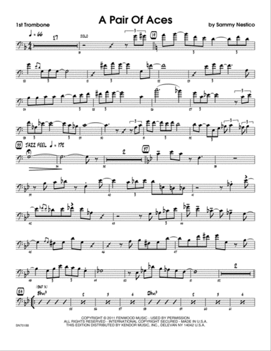 A Pair Of Aces - 1st Trombone Trombone scores gallery preview page 1