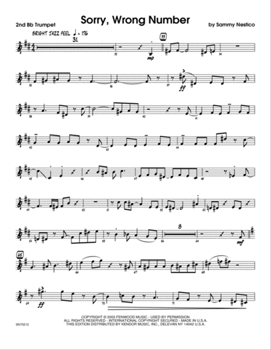 Sorry, Wrong Number - 2nd Bb Trumpet B-Flat Trumpet scores gallery preview page 1