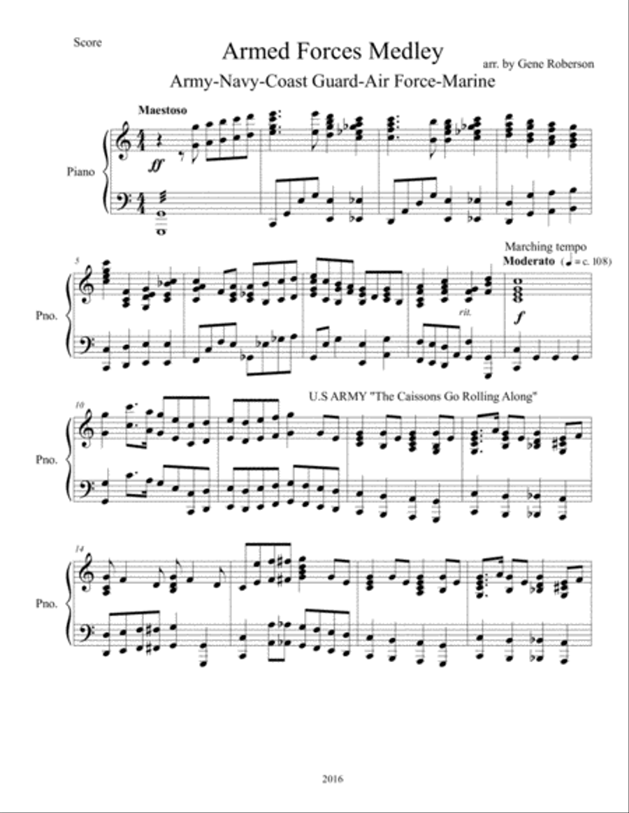 USA ARMED FORCES Medley - Five Branches Piano Solo scores gallery preview page 2