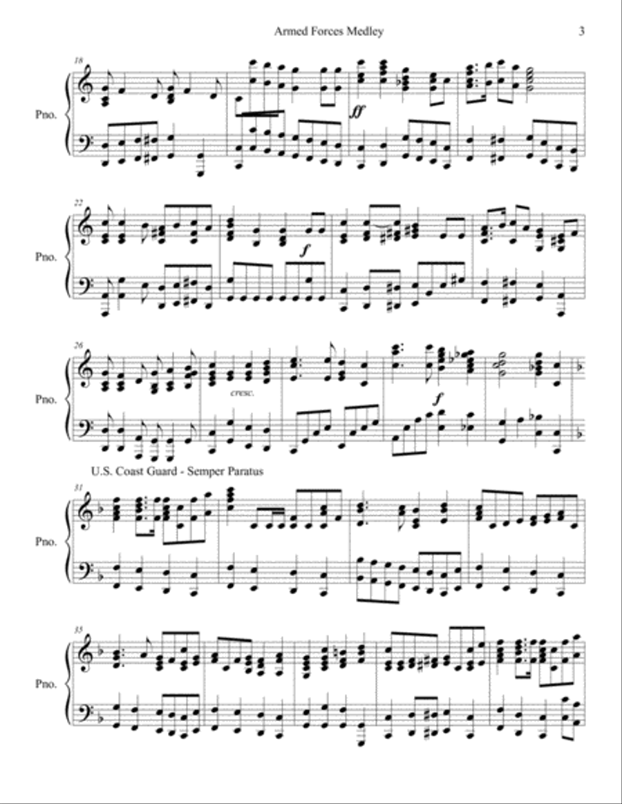 USA ARMED FORCES Medley - Five Branches Piano Solo scores gallery preview page 3