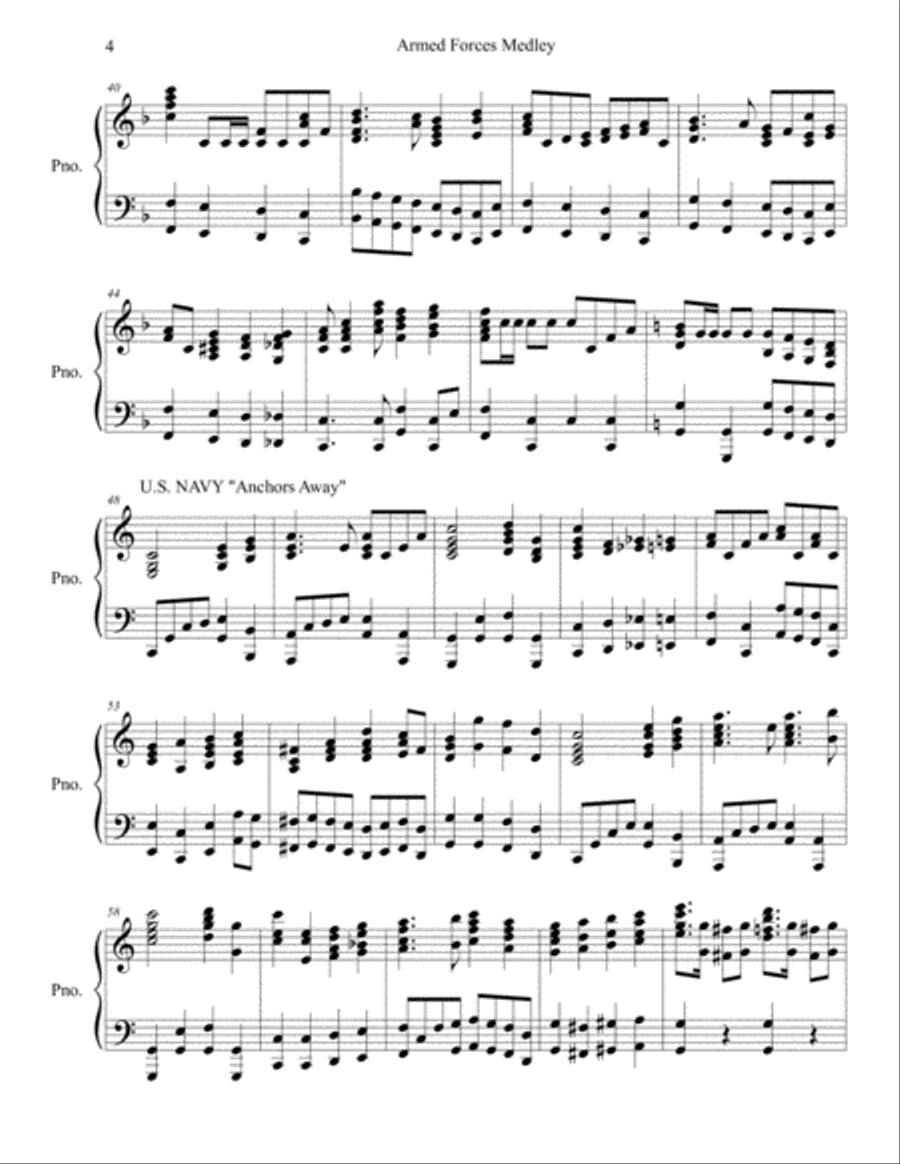 USA ARMED FORCES Medley - Five Branches Piano Solo scores gallery preview page 4