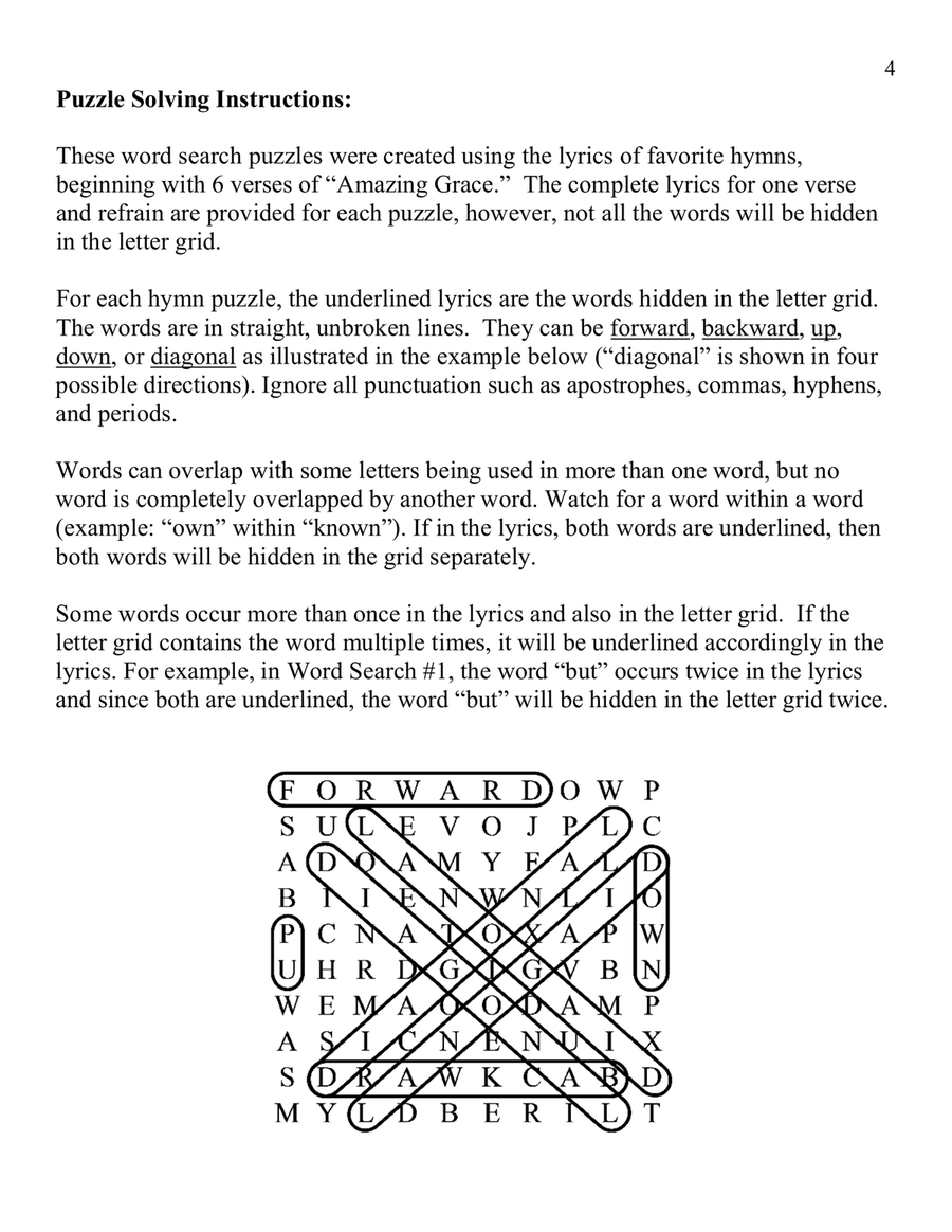Amazing Grace (25 Hymn Word Search Puzzles) Hymn Anthems scores gallery preview page 4