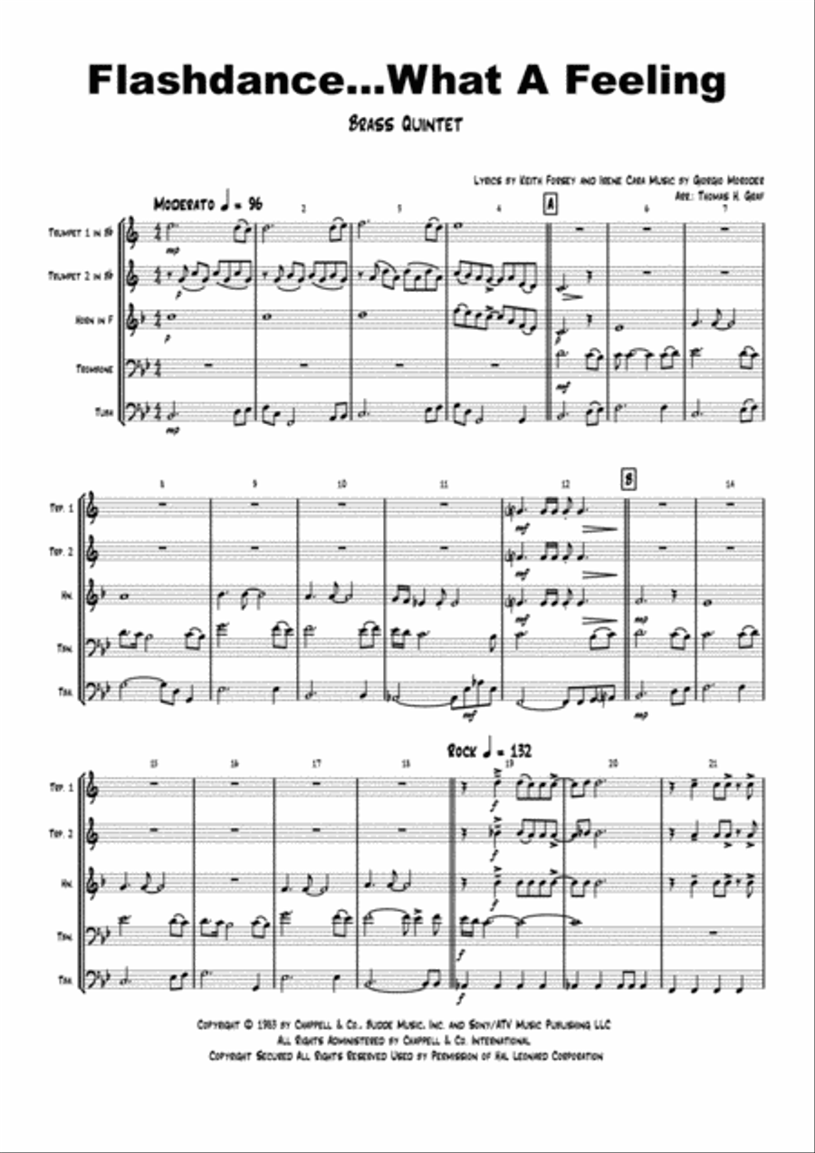 Flashdance...What A Feeling Brass Ensemble scores gallery preview page 1