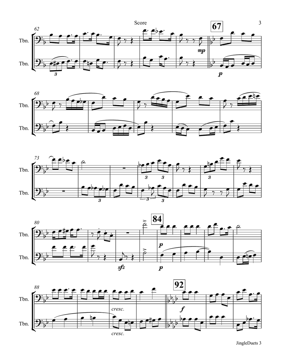Jingle Bells- duet trombone and trombone Trombone Duet scores gallery preview page 3