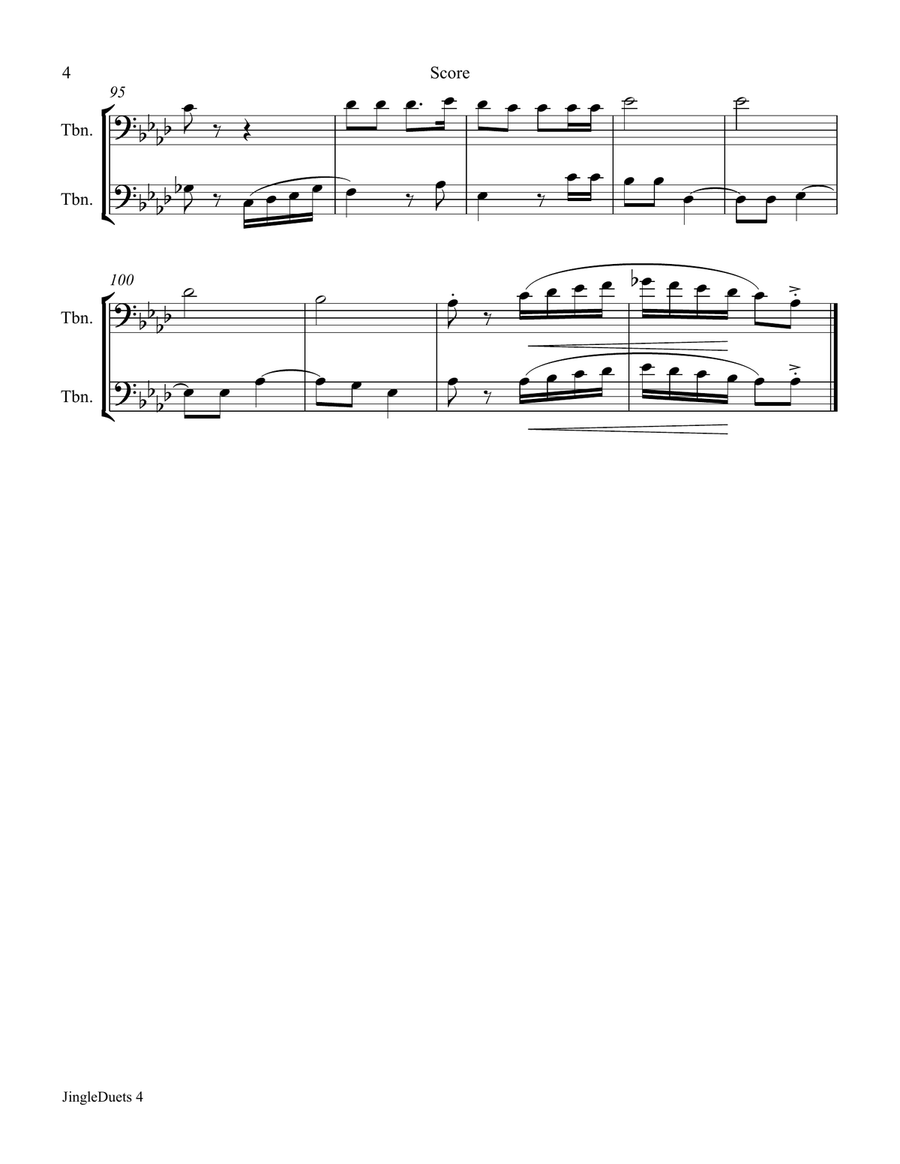 Jingle Bells- duet trombone and trombone Trombone Duet scores gallery preview page 4