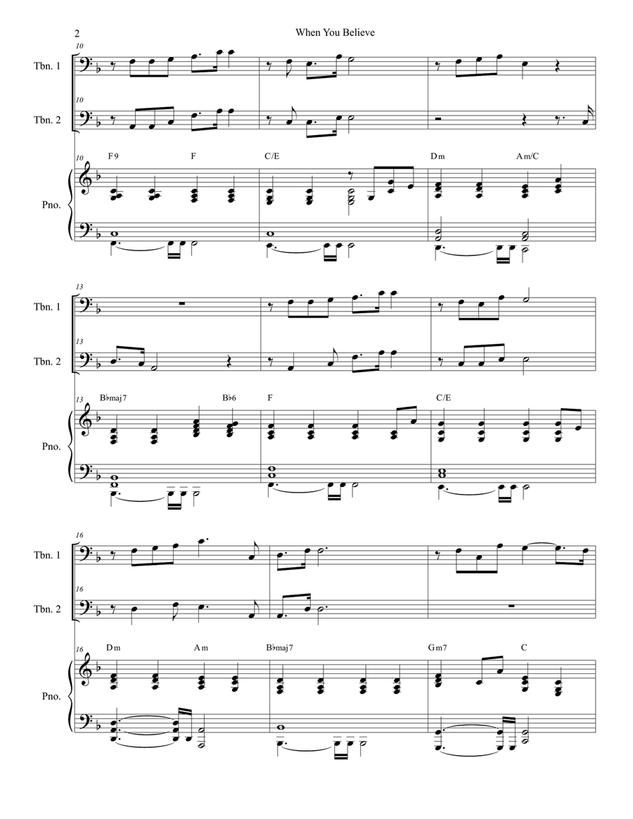 When You Believe (From The Prince Of Egypt) Trombone Duet scores gallery preview page 2