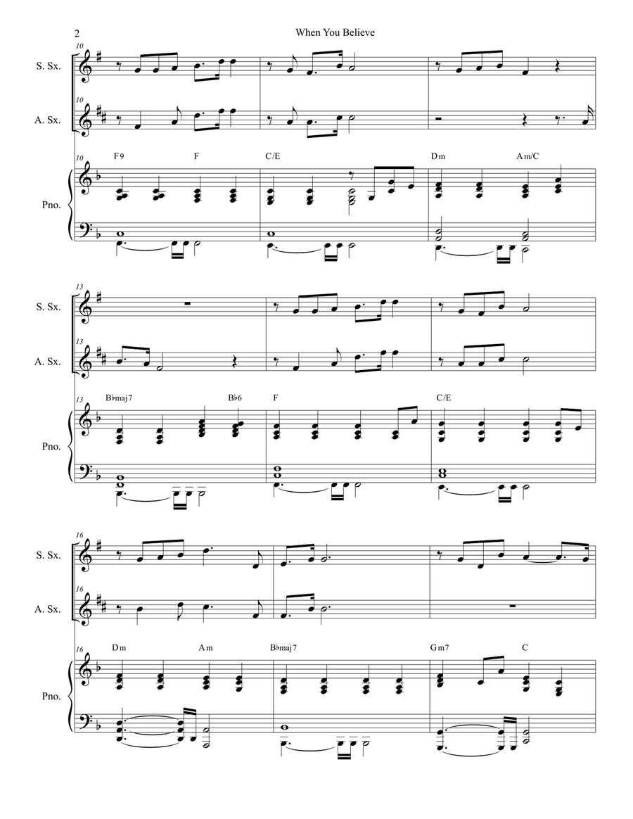 When You Believe (From The Prince Of Egypt) When You Believe (From The Prince Of Egypt) Soprano Saxophone scores gallery preview page 2