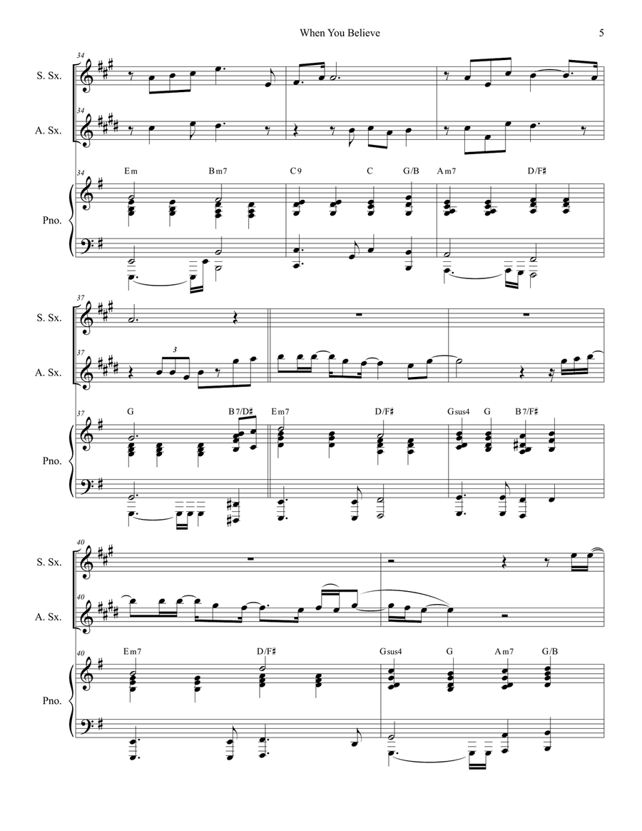 When You Believe (From The Prince Of Egypt) When You Believe (From The Prince Of Egypt) Soprano Saxophone scores gallery preview page 5