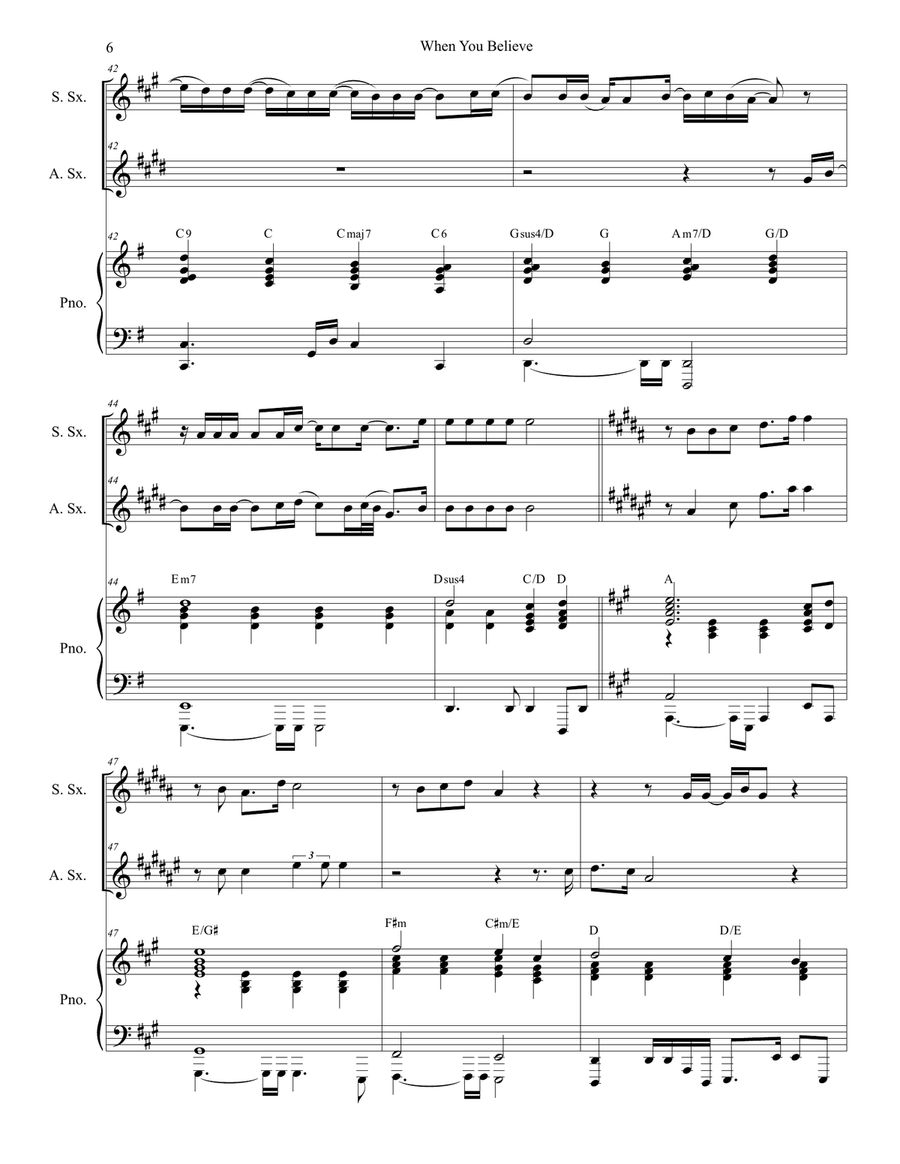 When You Believe (From The Prince Of Egypt) When You Believe (From The Prince Of Egypt) Soprano Saxophone scores gallery preview page 6