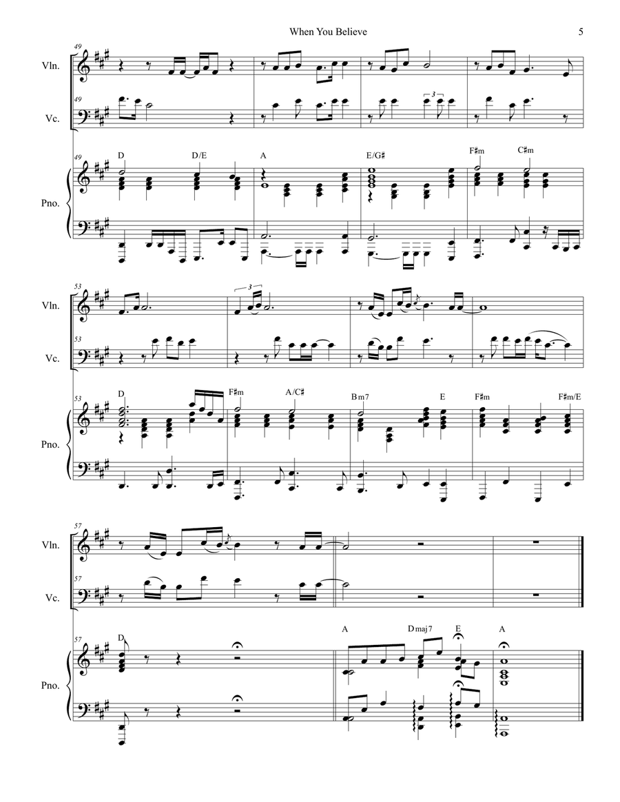 When You Believe (From The Prince Of Egypt) Piano Trio scores gallery preview page 5