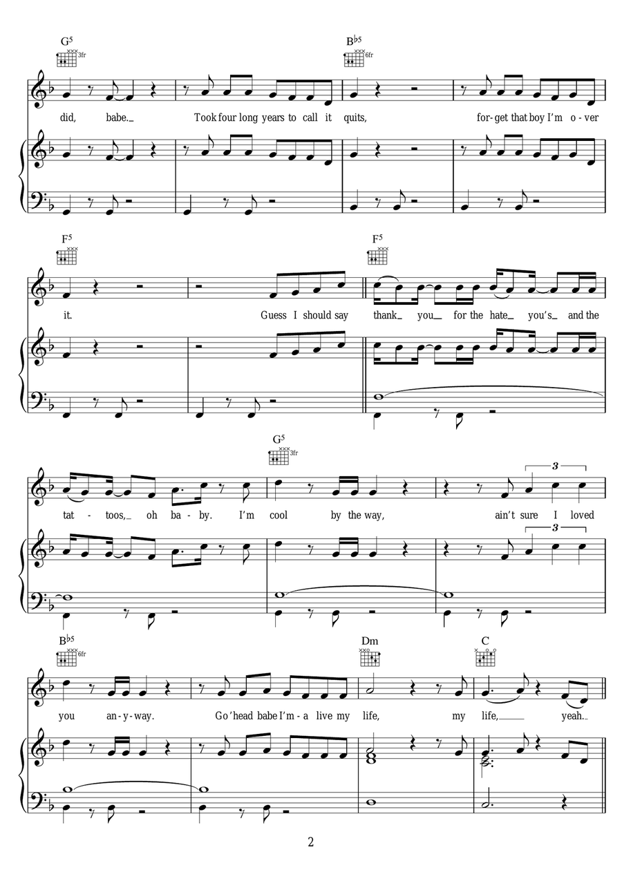 Shout Out To My Ex Shout Out To My Ex Piano, Vocal scores gallery preview page 2