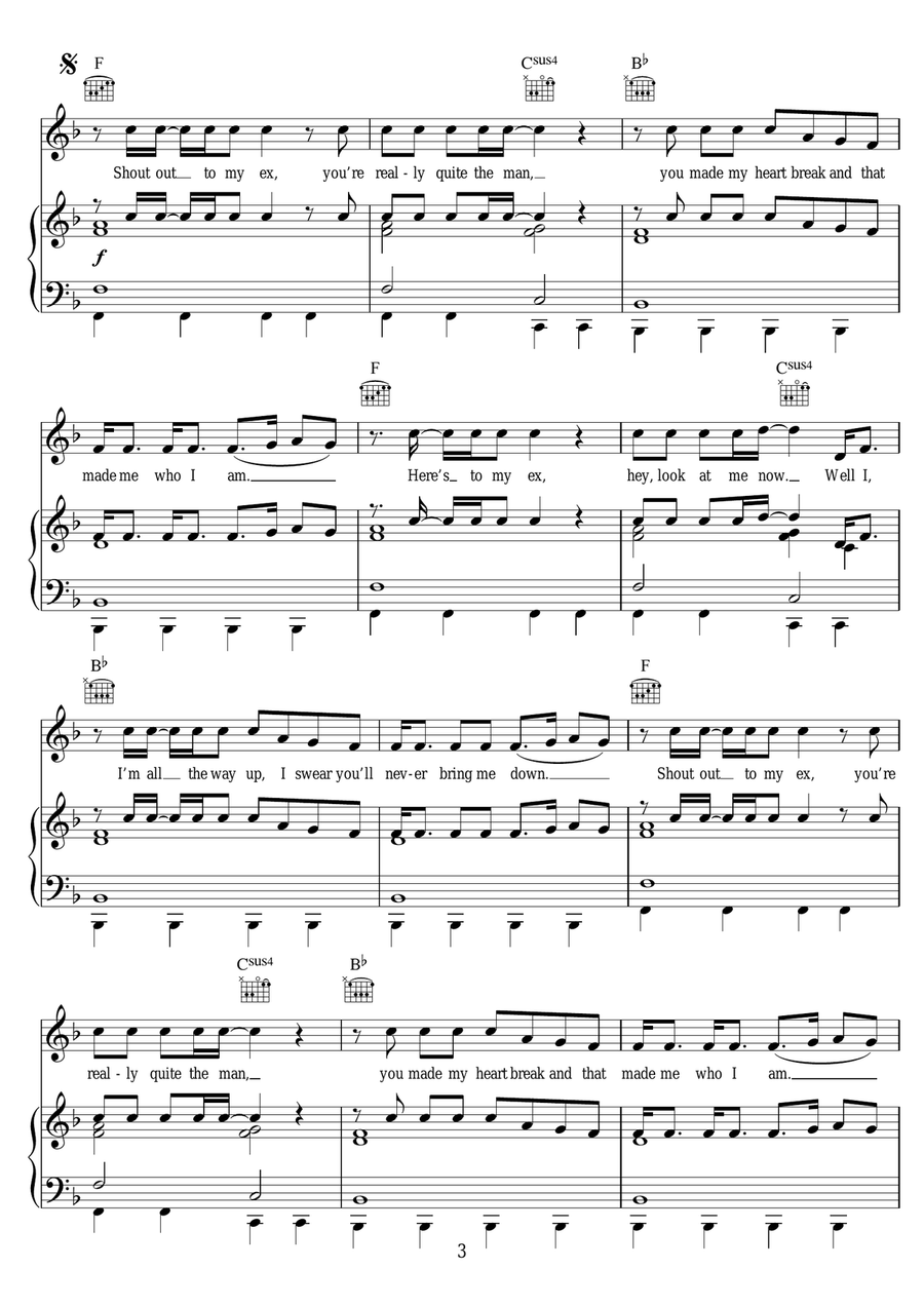 Shout Out To My Ex Shout Out To My Ex Piano, Vocal scores gallery preview page 3
