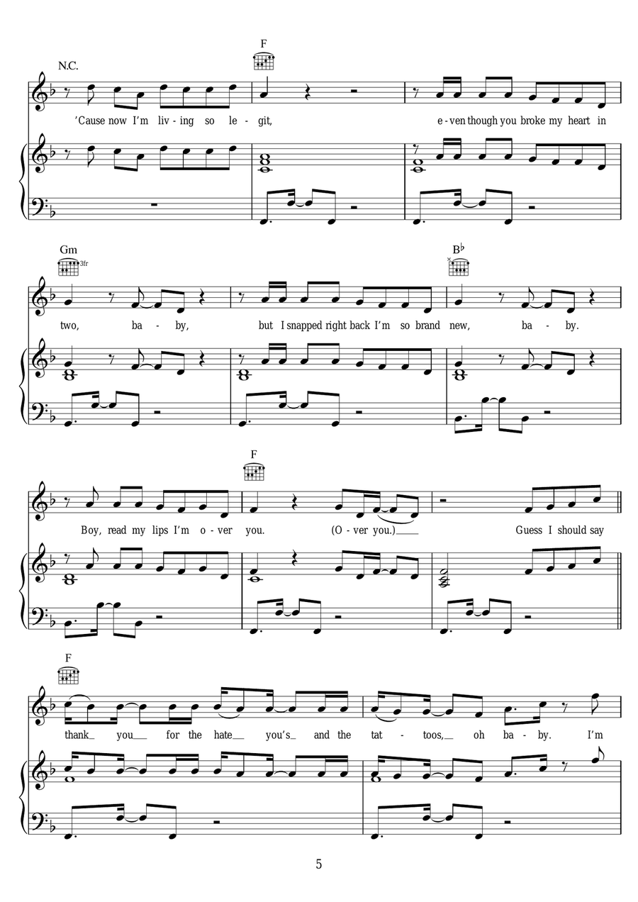 Shout Out To My Ex Shout Out To My Ex Piano, Vocal scores gallery preview page 5