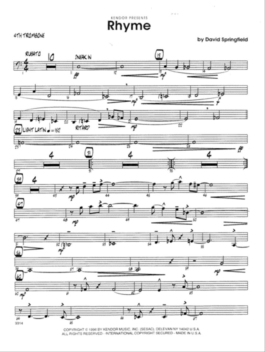 Rhyme - 4th Trombone Trombone scores gallery preview page 1