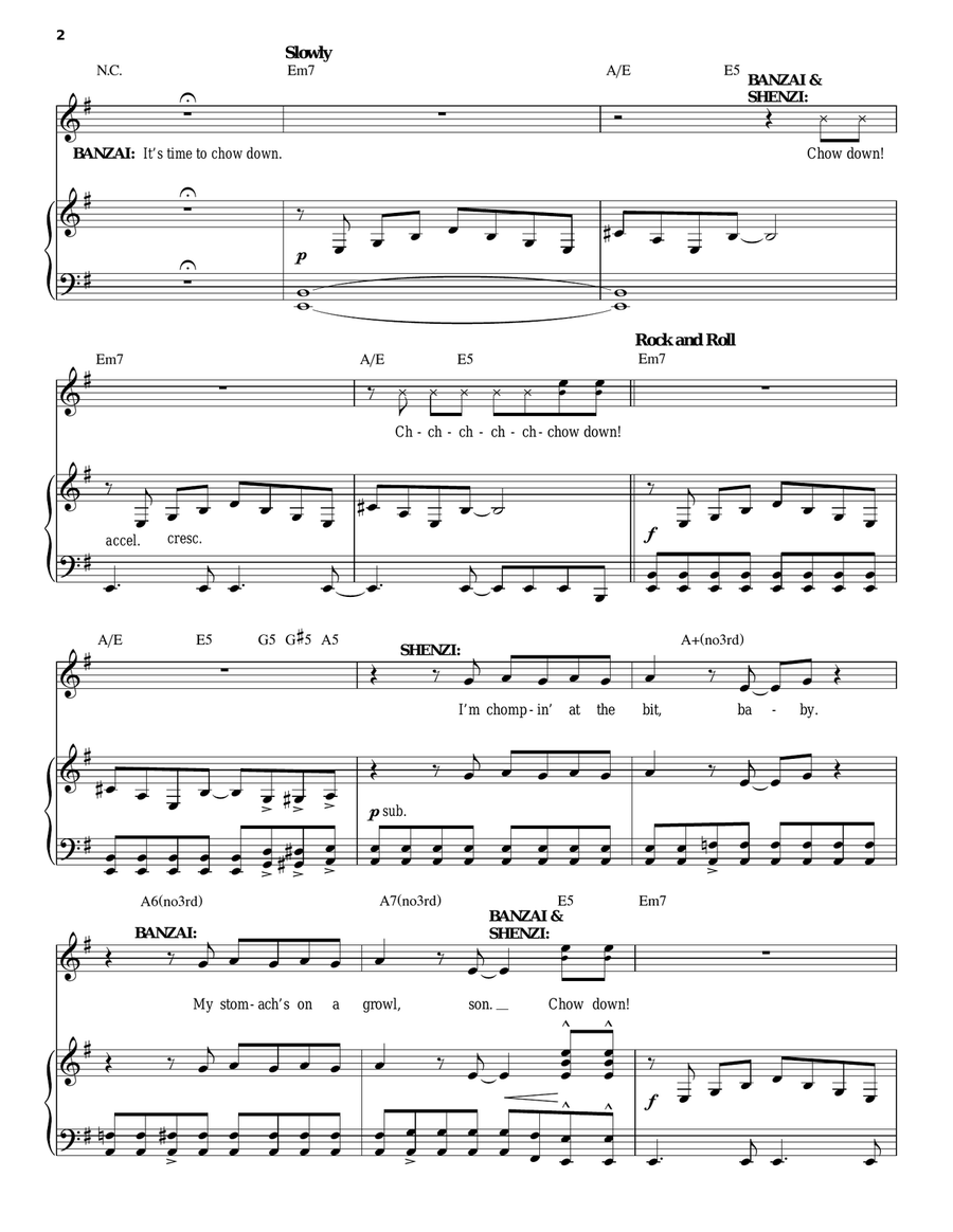 Chow Down (from The Lion King: Broadway Musical) Piano, Vocal, Guitar scores gallery preview page 2