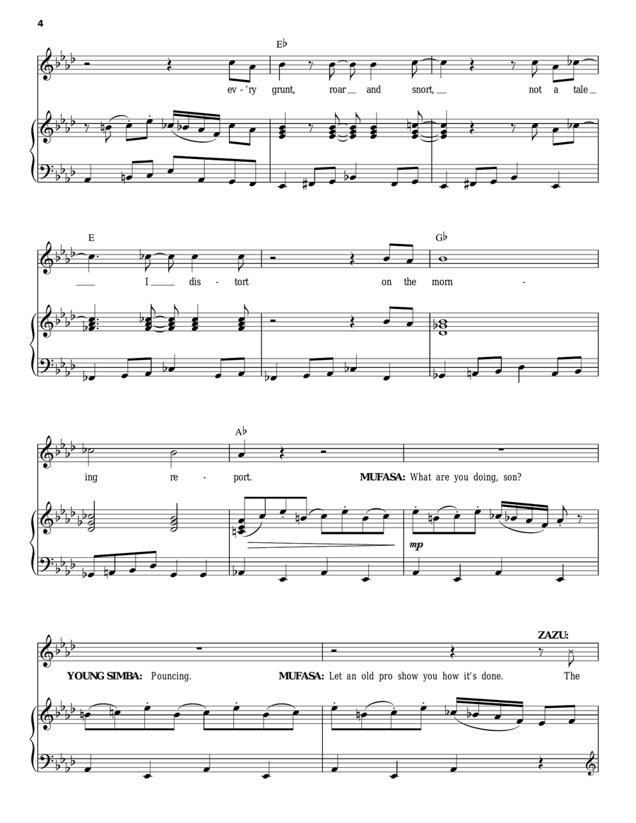 The Morning Report (from The Lion King: Broadway Musical) Piano, Vocal, Guitar scores gallery preview page 4