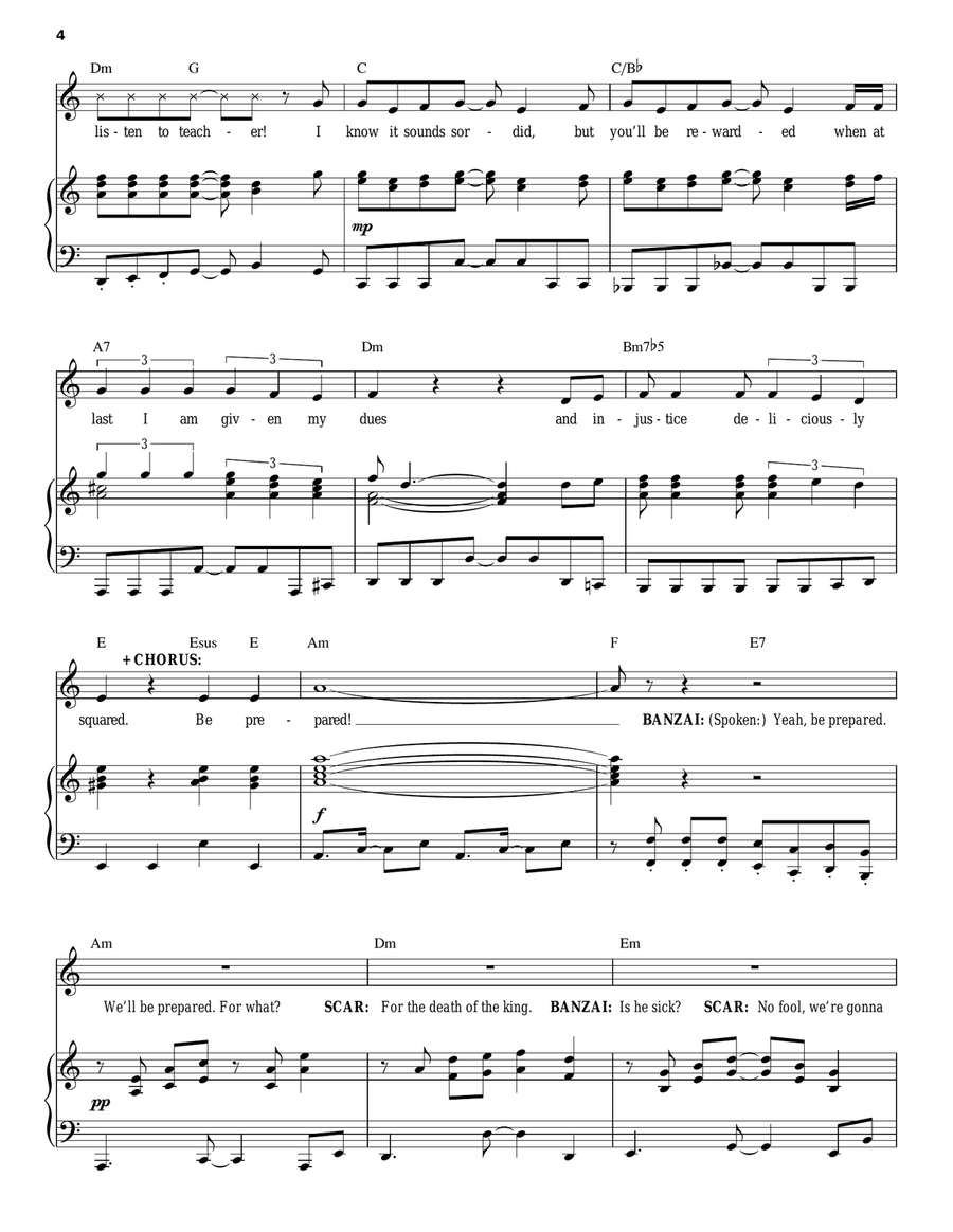 Be Prepared (from The Lion King: Broadway Musical) Piano, Vocal, Guitar scores gallery preview page 4