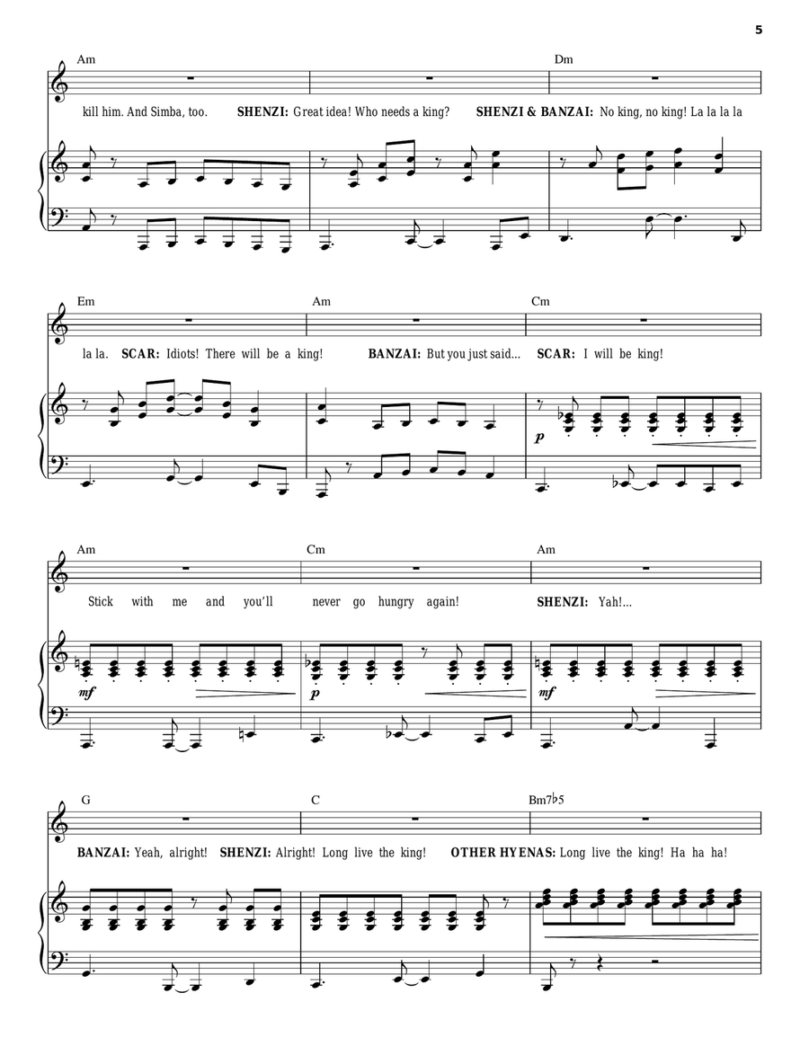 Be Prepared (from The Lion King: Broadway Musical) Piano, Vocal, Guitar scores gallery preview page 5