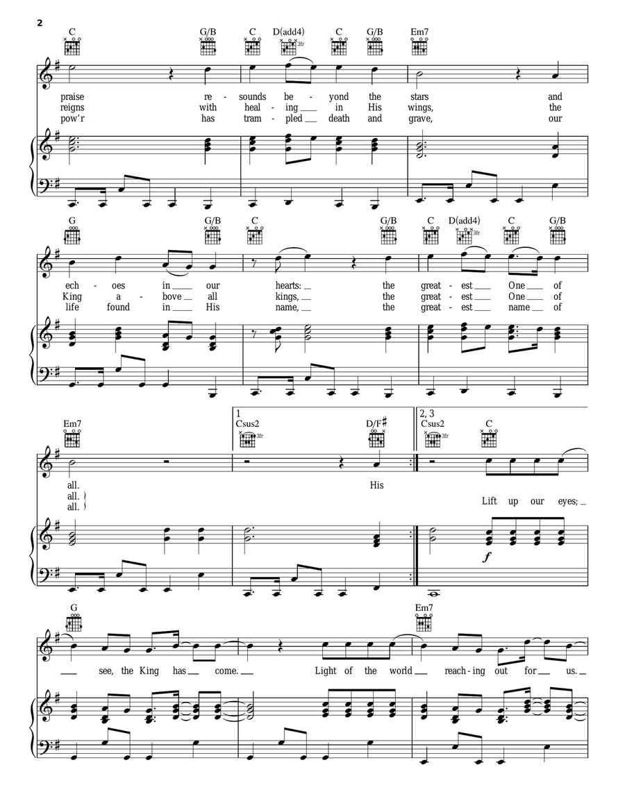 No Other Name No Other Name Piano, Vocal, Guitar scores gallery preview page 2