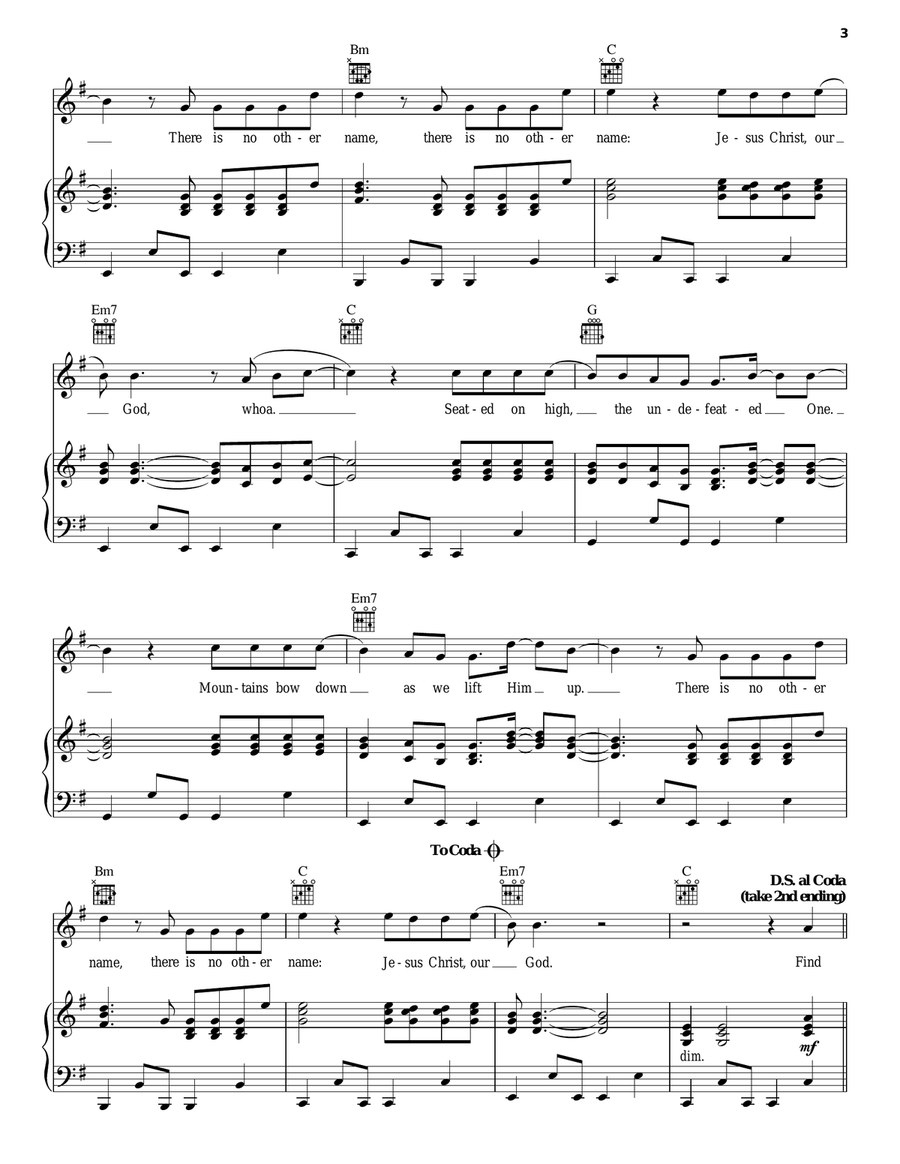 No Other Name No Other Name Piano, Vocal, Guitar scores gallery preview page 3