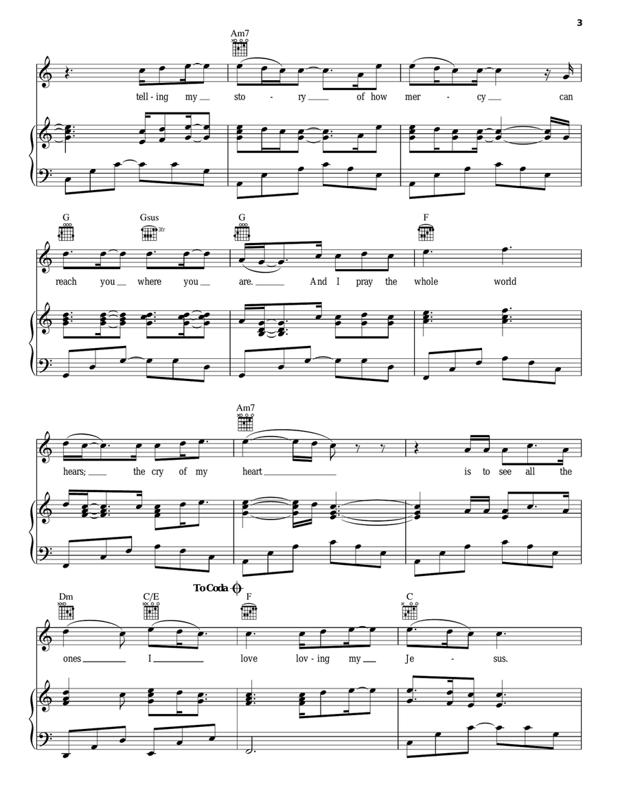 Loving My Jesus Loving My Jesus Piano, Vocal, Guitar scores gallery preview page 3