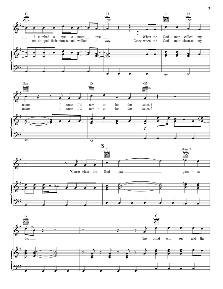 When The God Man Passes By Piano, Vocal, Guitar scores gallery preview page 3