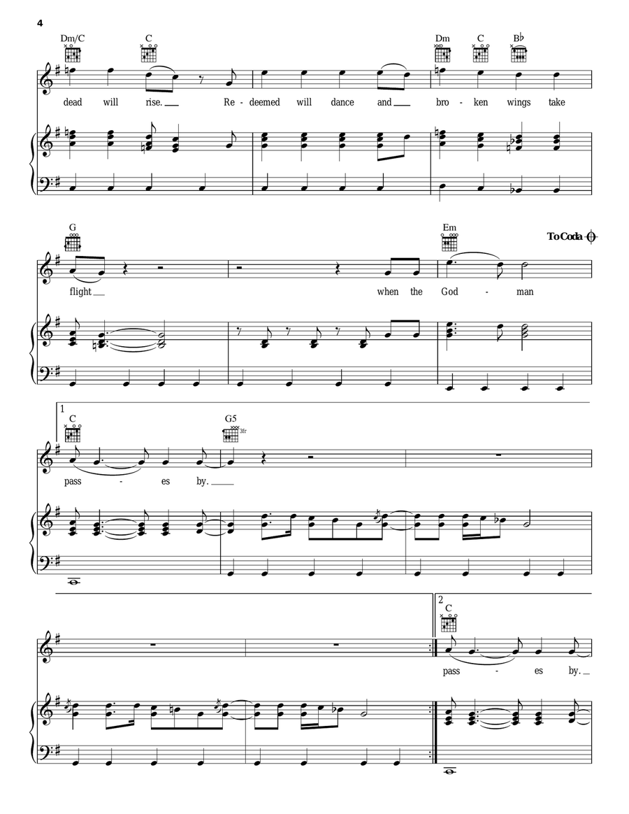 When The God Man Passes By Piano, Vocal, Guitar scores gallery preview page 4