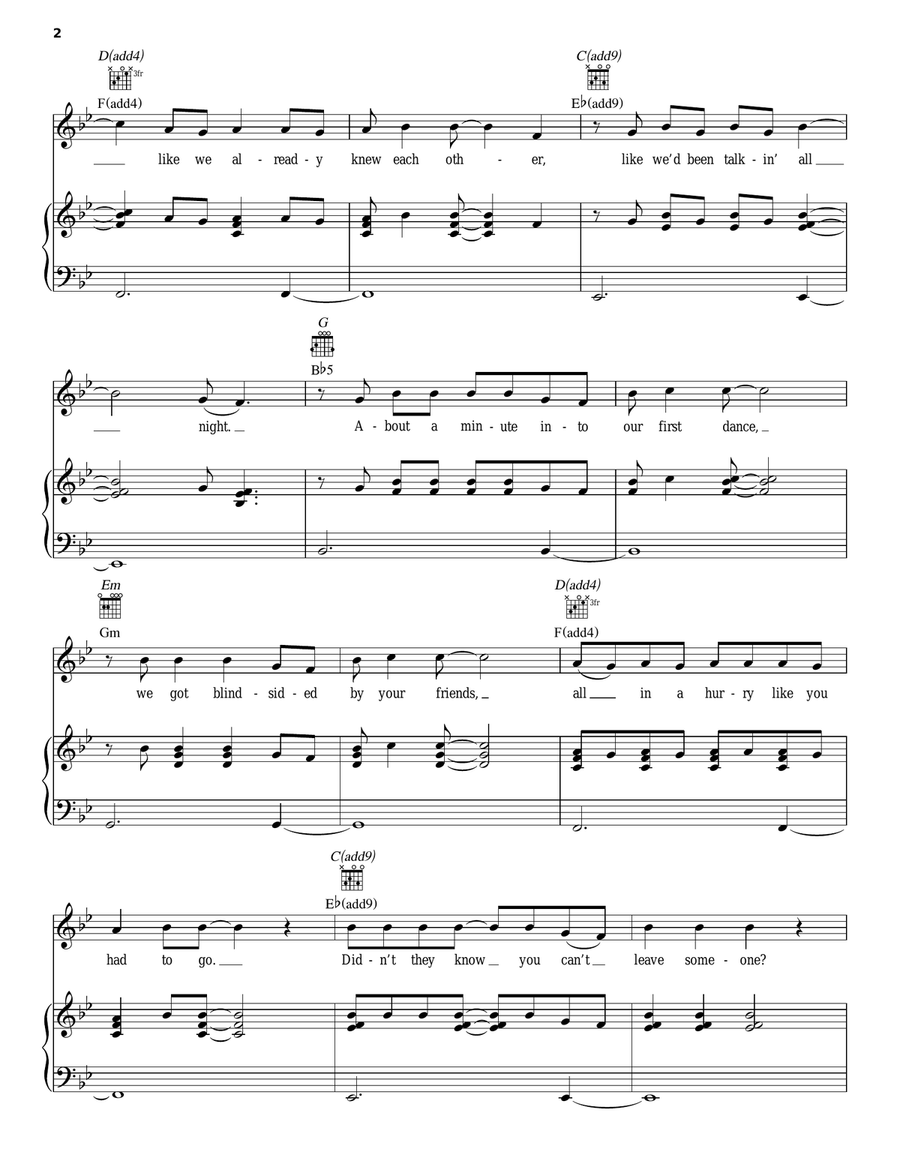 Middle Of A Memory Piano, Vocal, Guitar scores gallery preview page 2