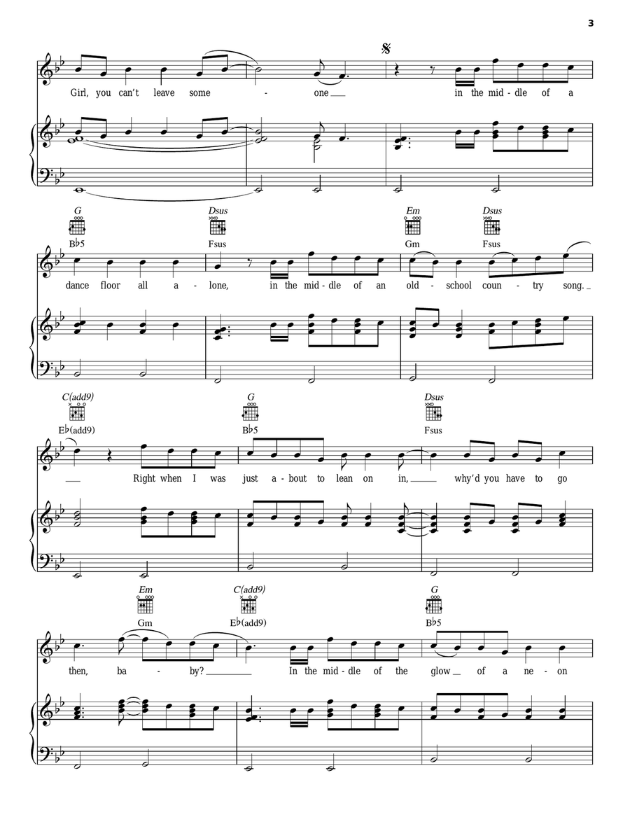 Middle Of A Memory Piano, Vocal, Guitar scores gallery preview page 3