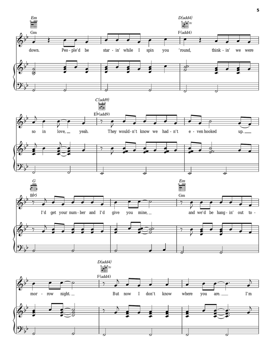 Middle Of A Memory Piano, Vocal, Guitar scores gallery preview page 5