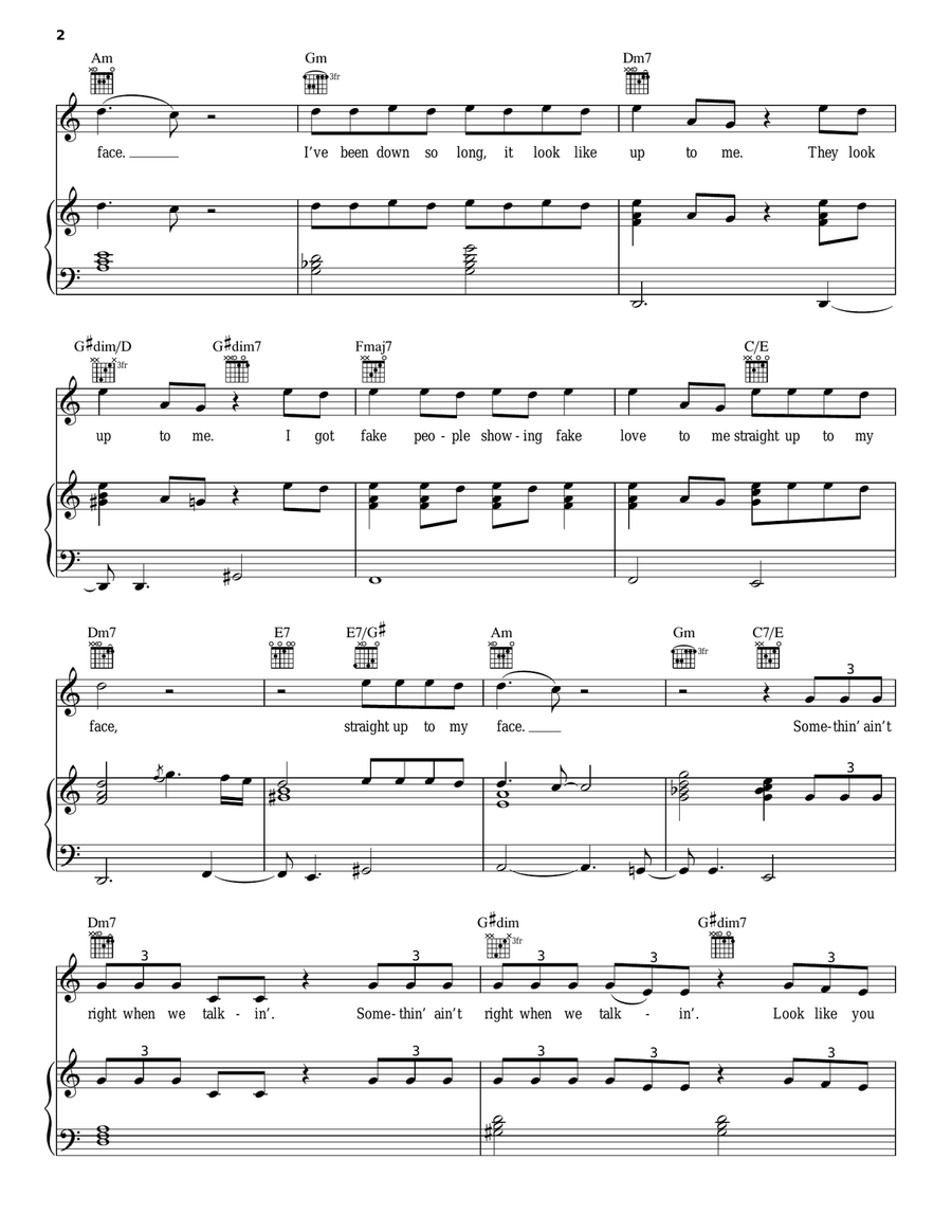 Fake Love Fake Love Piano, Vocal, Guitar scores gallery preview page 2