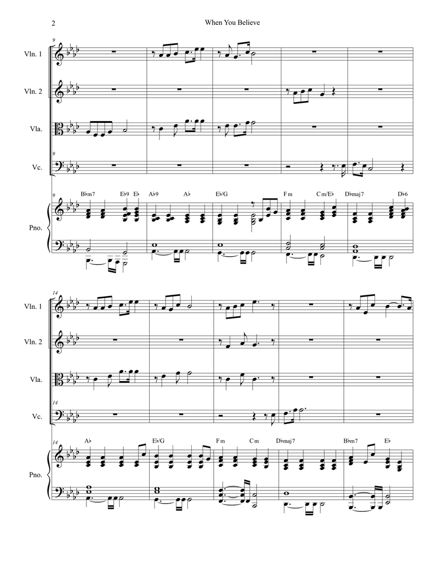 When You Believe (From The Prince Of Egypt) String Quartet scores gallery preview page 2