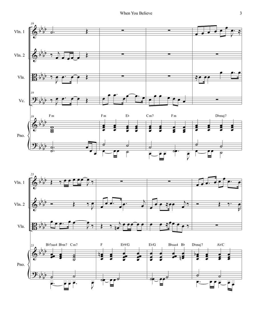 When You Believe (From The Prince Of Egypt) String Quartet scores gallery preview page 3