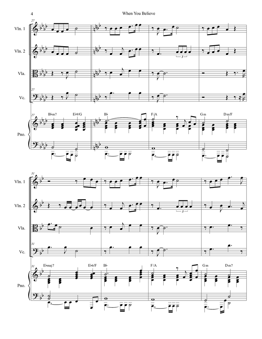 When You Believe (From The Prince Of Egypt) String Quartet scores gallery preview page 4