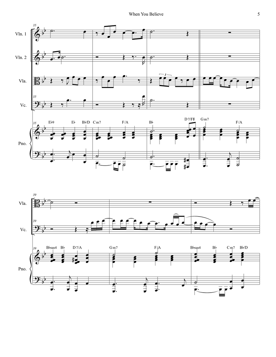When You Believe (From The Prince Of Egypt) String Quartet scores gallery preview page 5