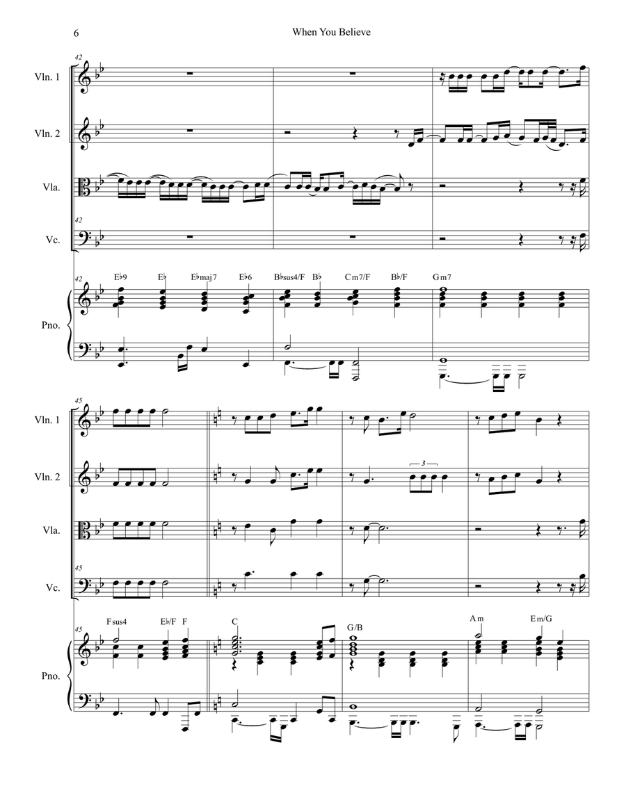 When You Believe (From The Prince Of Egypt) String Quartet scores gallery preview page 6